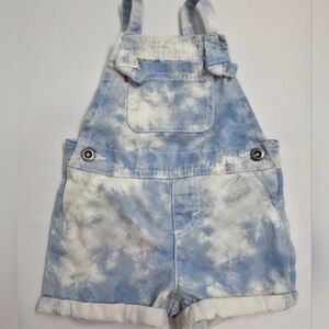 Levi’s Baby Girl Tie Dye Denim Shortall 12M Blue White Cotton Overalls 12 Months